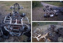 В поле дотла сгорел квадроцикл Квадрацикл сгорел дотла