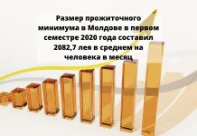 Размер прожиточного минимума в Молдове за первый семестр 2020 года Размер прожиточного минимума в Молдове в первом семестре 2020 года составил 2082,7 лея в среднем на человека в месяц
