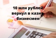 10 млн рублей перечислил бизнесмен, уклонявшийся от налогов 10 млн рублей вернул в казну бизнесмен