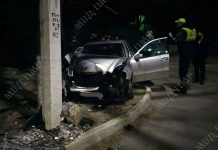 Пьяный рыбничанин врезался в железобетонную электроопору авария Рыбница. Фото пресслужба МВД ПМР