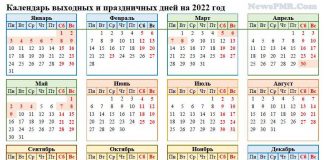 Производственный календарь-2022 Производственный календарь