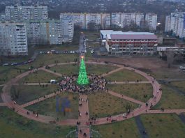 Рыбницкая ёлка с высоты птичьего полета Пазл. Ёлка Вальченко