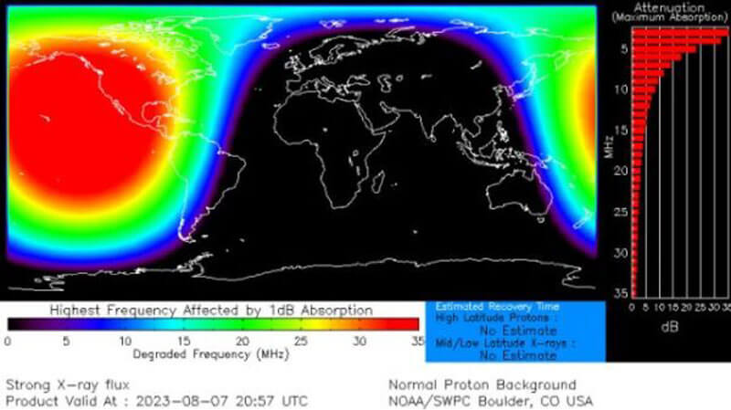 noaa-radio-blackout Зона отключения высокочастотной радиосвязи 7 августа