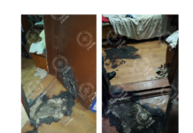 Сушила пелёнку, загорелся ковер