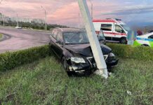 Авария в Рыбнице: «Фольксвагена» врезался в столб ДТП, авария, МВД ПМР