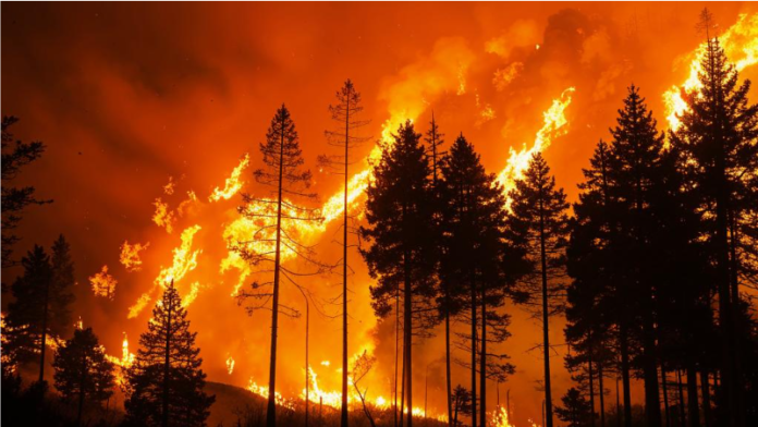 Пожар в лесу Фото ИИ kandinsky