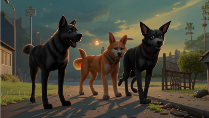 Стая бродячих собак. Фото ИИ kandinsky