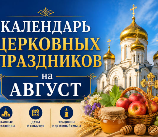 Календарь церковных праздников на август 2026 года Календарь церковных праздников август
