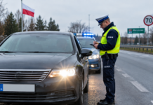 Штраф за моргание фарами в Польше Польская полиция оформляет штраф на трассе